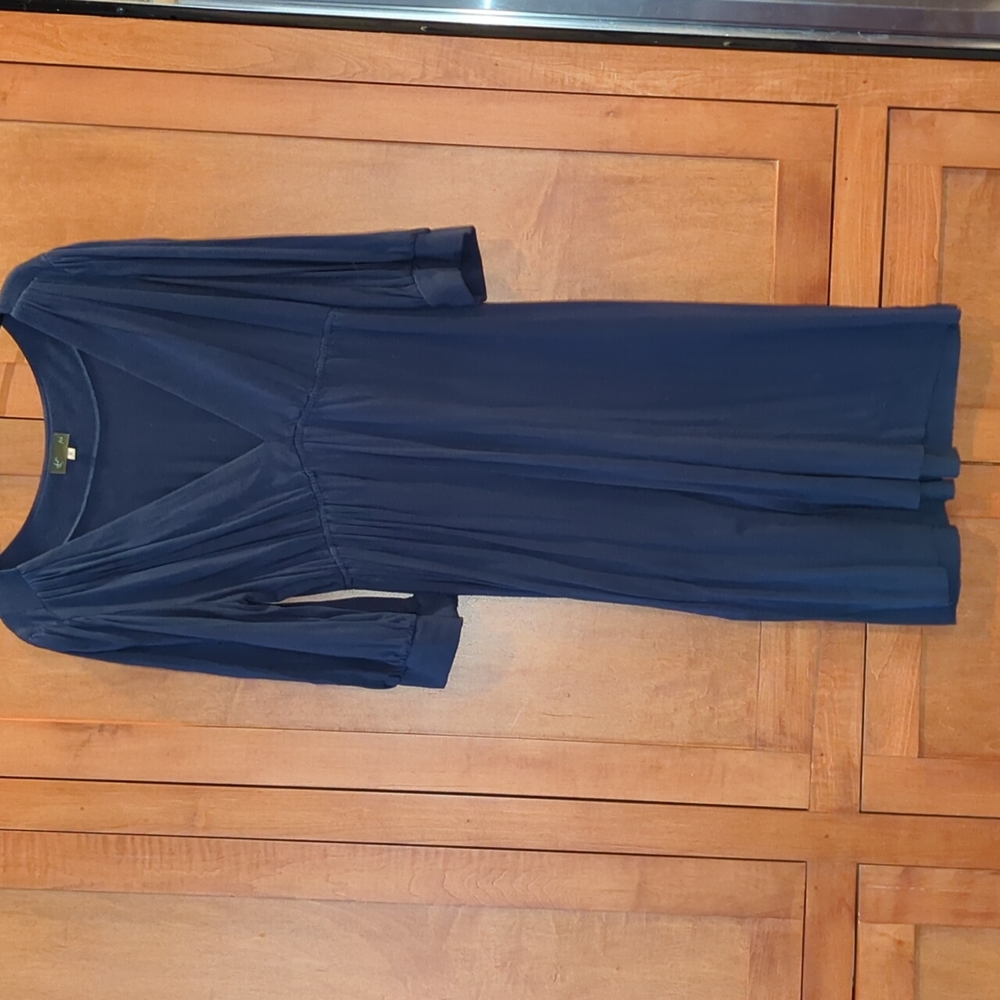 Fei Anthropologie Navy Blue Vneck Dress Medium